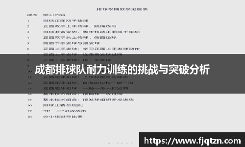 成都排球队耐力训练的挑战与突破分析